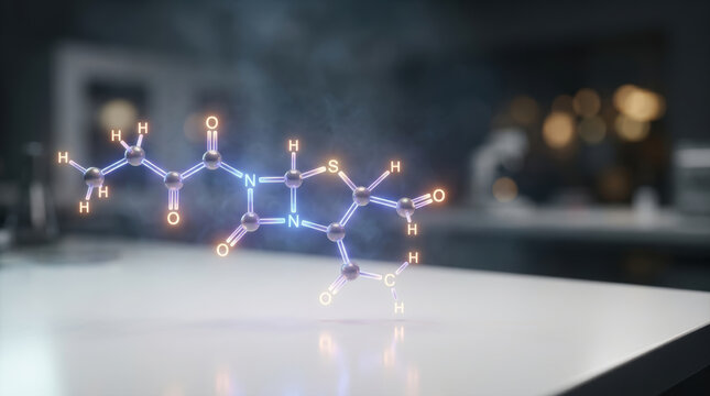 Molecular model antimicrobial resistance testing concept highlighting antibiotic research and laboratory innovation for infection control