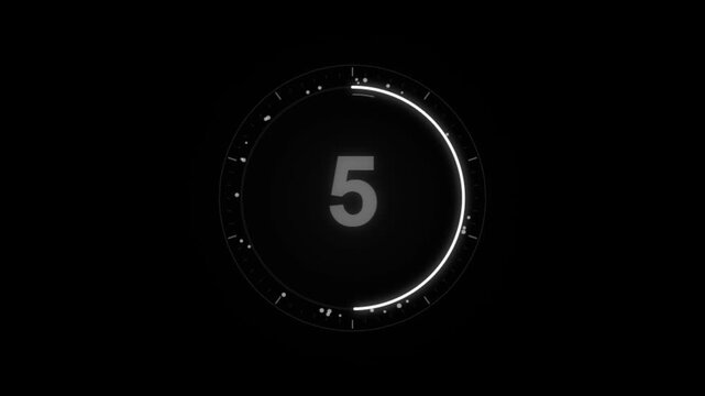 Minimalist Digital Countdown Timer 10 to 1 Intro Loop