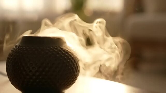 Ultrasonic Aroma Diffuser Releasing Warm Mist Indoors