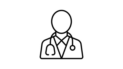 Fototapeta premium Doctor Icon with Stethoscope - Medical Professional Silhouette on Transparent Background