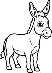 Fototapeta premium Smiling cartoon donkey standing isolated on white background