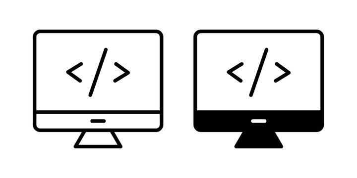 Web development icon representing website coding, programming, software development, web design, and digital technology.