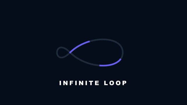 Minimalist infinite loop motion with glowing neon line animation 4k
