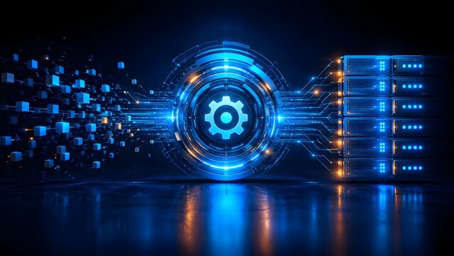 Automated digital system integration processing chaotic data blocks into organized enterprise server architecture