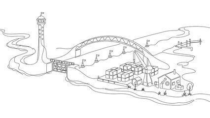 Fototapeta premium Isometric city illustration on white background.