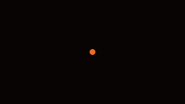 Minimalist loading animation with rotating orange dot and dashed circular path on 4k black background