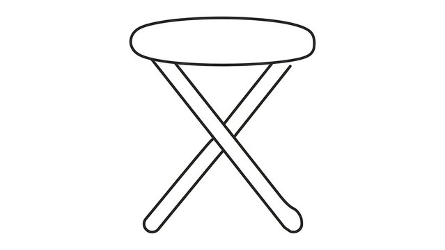 Minimalist folding stool illustration white background.