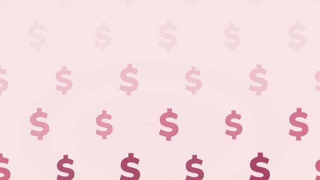 A pattern of US dollar currency symbols featuring a gradient effect from light pink at the top to dark maroon at the bottom.