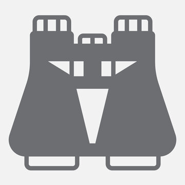 Binoculars solid icon, observation, lookout concept. Vector graphics. Scanning the horizon, tool sign with glyph style icon for mobile or web design