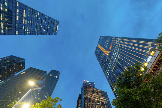 Low angle view of modern buildings in Qianhai Shenzhen