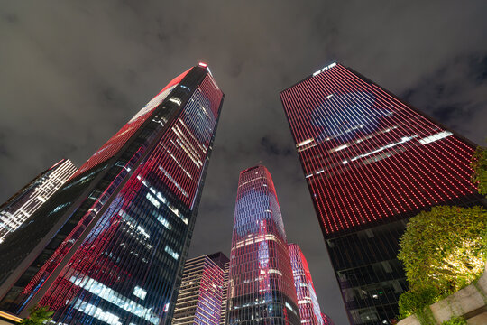 Low angle view of modern buildings in Qianhai Shenzhen