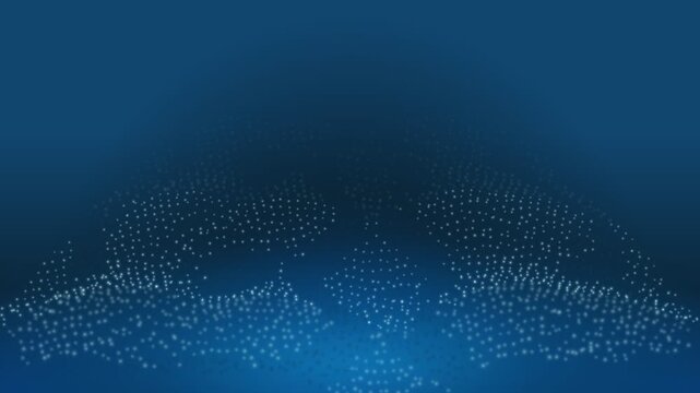 A pattern of luminous white dots organized in subtle wave-like forms against a smooth, dark blue gradient surface.