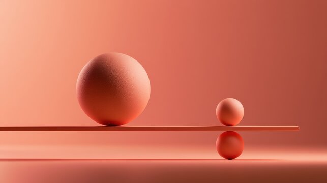 Two matte drops rest on a beam in a minimal setting. The warm palette gives a sense of balance and simplicity.