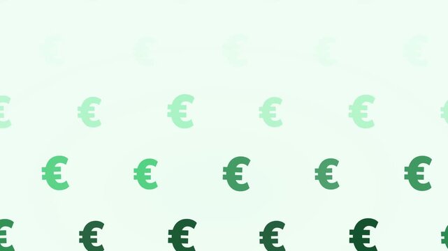 A pattern of green Euro currency symbols arranged on a light , featuring a gradient effect from small and faint at the top to large and dark below.