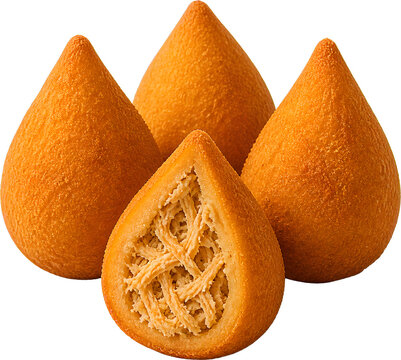 Brazilian coxinha chicken croquettes with cutaway filling