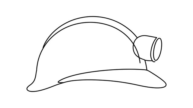 Miner hard hat with headlamp white background.