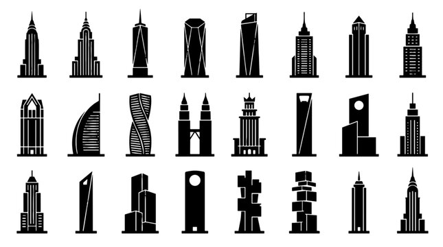 Collection of Famous Skyscraper Silhouettes Modern and Classic Architectural Designs