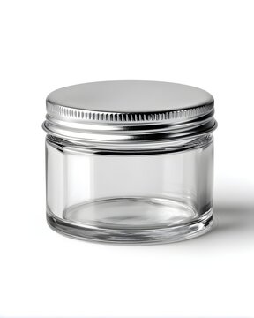 Clear glass jar lid shown alone, packaging component isolated on white background