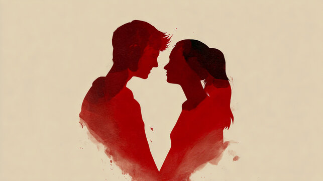 A double exposure illustration of two people in love