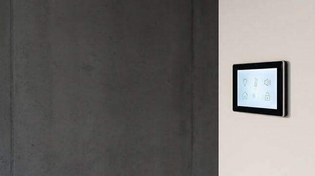 Smart Home Control Panel Interface Mounted on Wall for Home Automation