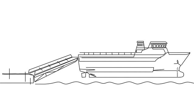 Large ferry ship illustration on white background.