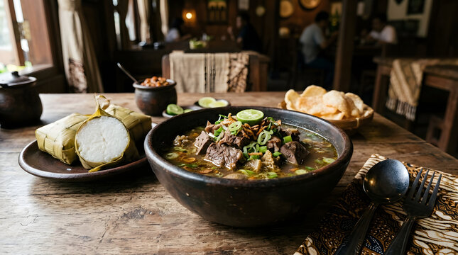 Coto Makassar with Rice Cakes