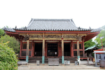 Obraz premium Historic Wooden Hondo Main Hall at the Eighty-Fourth Yashima-ji Temple on Shikoku Henro Pilgrimage, Kagawa, Japan, July 2026