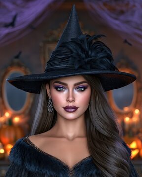 Stylish Woman in Halloween Costume