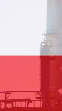 Animation of flag of chile over factory