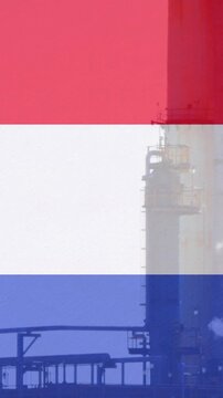 Animation of flag of netherlands over factory