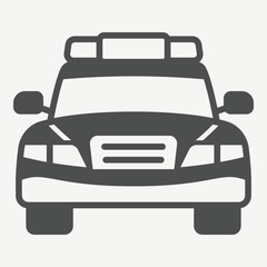 Patrol car solid icon, crime prevention, response concept. Vector graphics. Street patrol vehicle sign with glyph style icon for mobile or web design © iconqueen