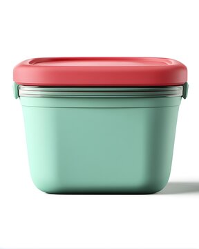 Reusable silicone food storage container with airtight lid, kitchen organization product isolated on white background