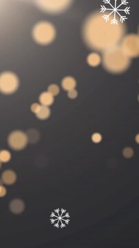 Animation of falling snow and glowing spots on black background