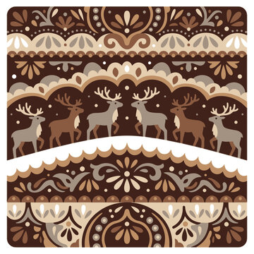 Christmas winter reindeer and ornament pixel pattern background