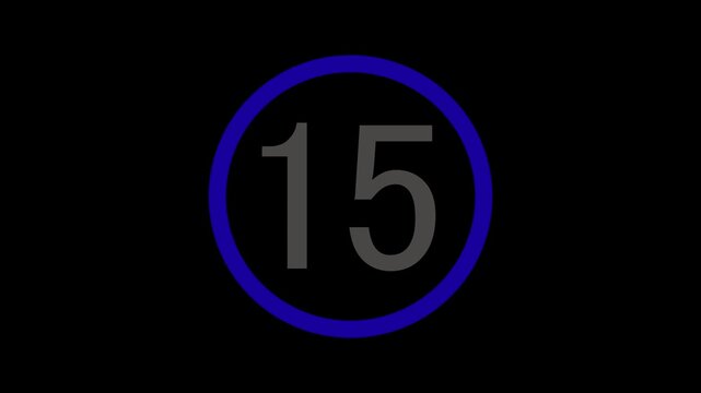 Digital countdown timer with blue circle for broadcast and presentation clock numbers
