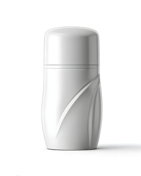 White twist-up deodorant container with smooth curves, personal care packaging isolated on white background