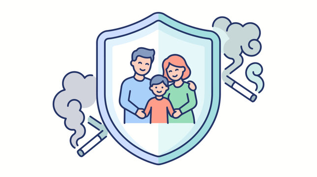 Family Protection Against Second-Hand Smoke Illustration for Healthy Living and Healthcare