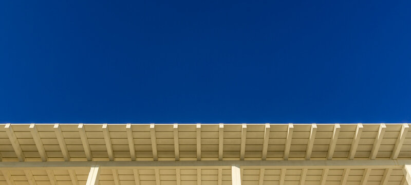 Mykonos island architecture with clear blue sky