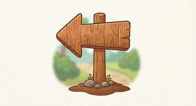 Wooden Arrow Signpost Pointing Left