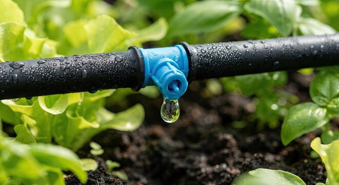 Drip Irrigation Emitter Watering Lettuce Plants
