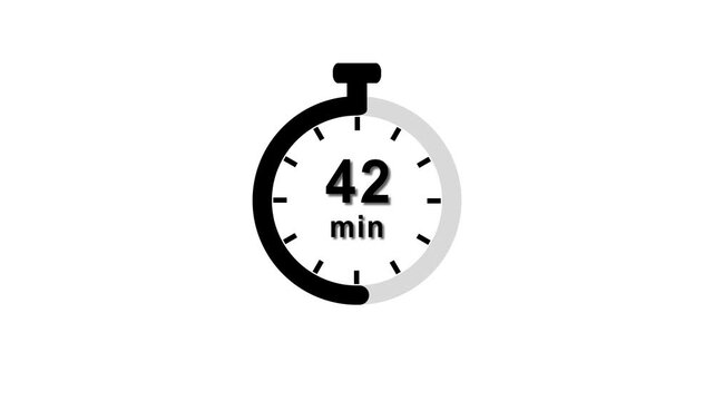 42 min clock icon animation. Clock 42-minute icon Digital and analog clock 42 minutes isolated on white background. and creating a stunning video.4k video.