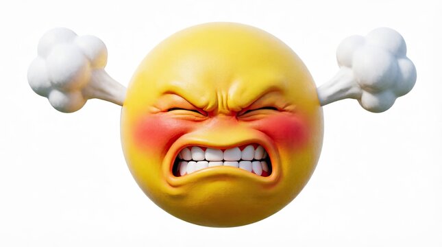 Angry Emoji Face with Steam from Ears