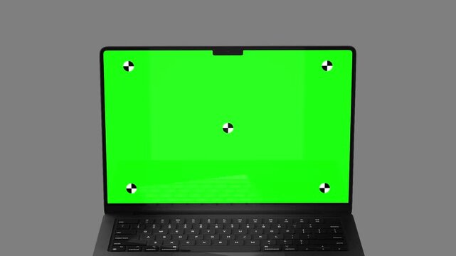 Laptop Green Screen Front Left Angle Slow Push In