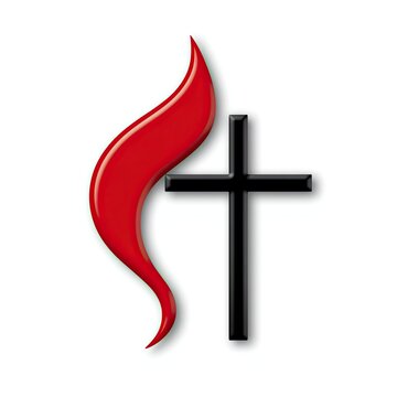 Red Flame and Black Cross Religious Symbol