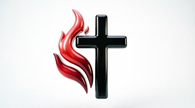 Black Cross with Red Flame Logo