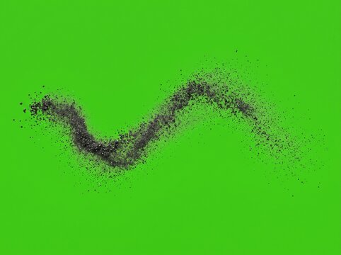 Fine Black Graphite Powder Trail with Scattered Particles Isolated