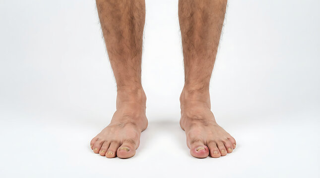 Male Feet with Onychomycosis Fungal Nail Infection and Swollen Inflamed Big Toe