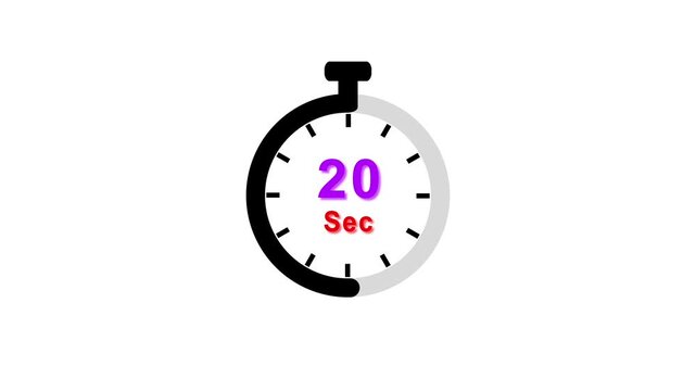 20 sec clock icon animation. Clock 20-second icon Digital and analog clock 20 seconds isolated on white background. and creating a stunning video.4k video.