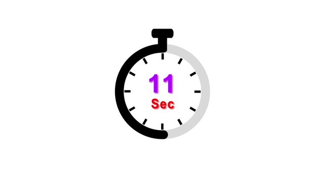 11 sec clock icon animation. Clock 11-second icon Digital and analog clock 11 seconds isolated on white background. and creating a stunning video.4k video.