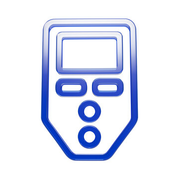 Blue 3 d cryptocurrency wallet with digital currency symbols, isolated on a transparent background